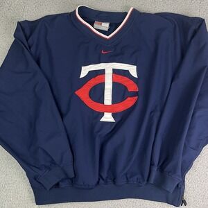 Vintage Nike Minnesota Twins Windbreaker Jacket Mens Large Blue Center Swoosh